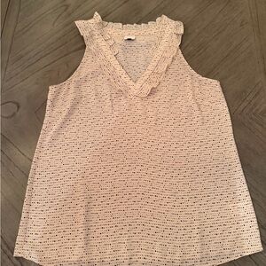 CAbi Cream Sleeveless Blouse with Ruffle Trim
